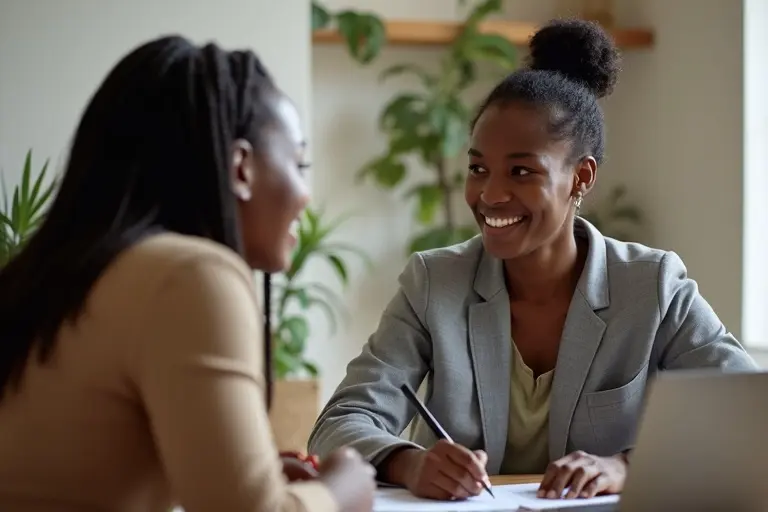 Conseillère JL Fly Study avec une étudiante